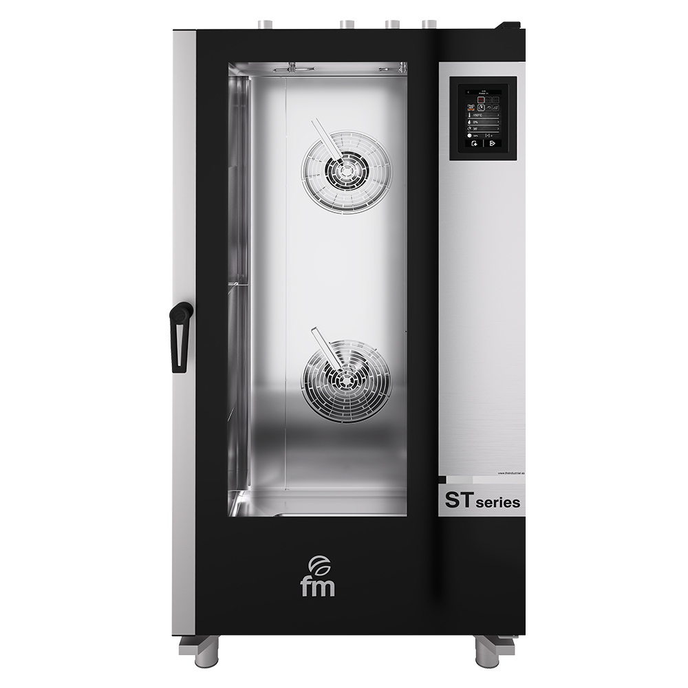 Cuptor profesional gastronomic FM pe gaz cu 20 cuve si panou touchscreen + carucior