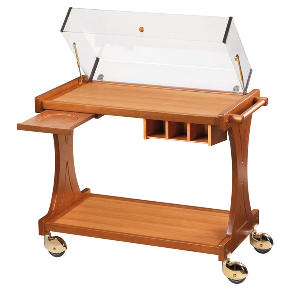 Carucior servire restaurant cu capac plexiglas