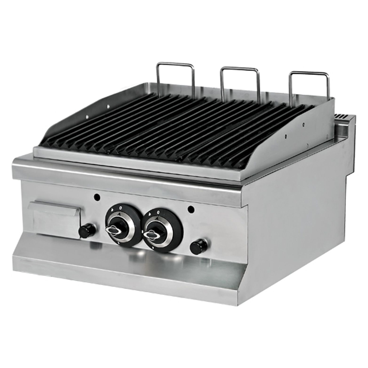 Grill pe gaz profesional, inox, cu roca vulcanica, 60*64*29 cm