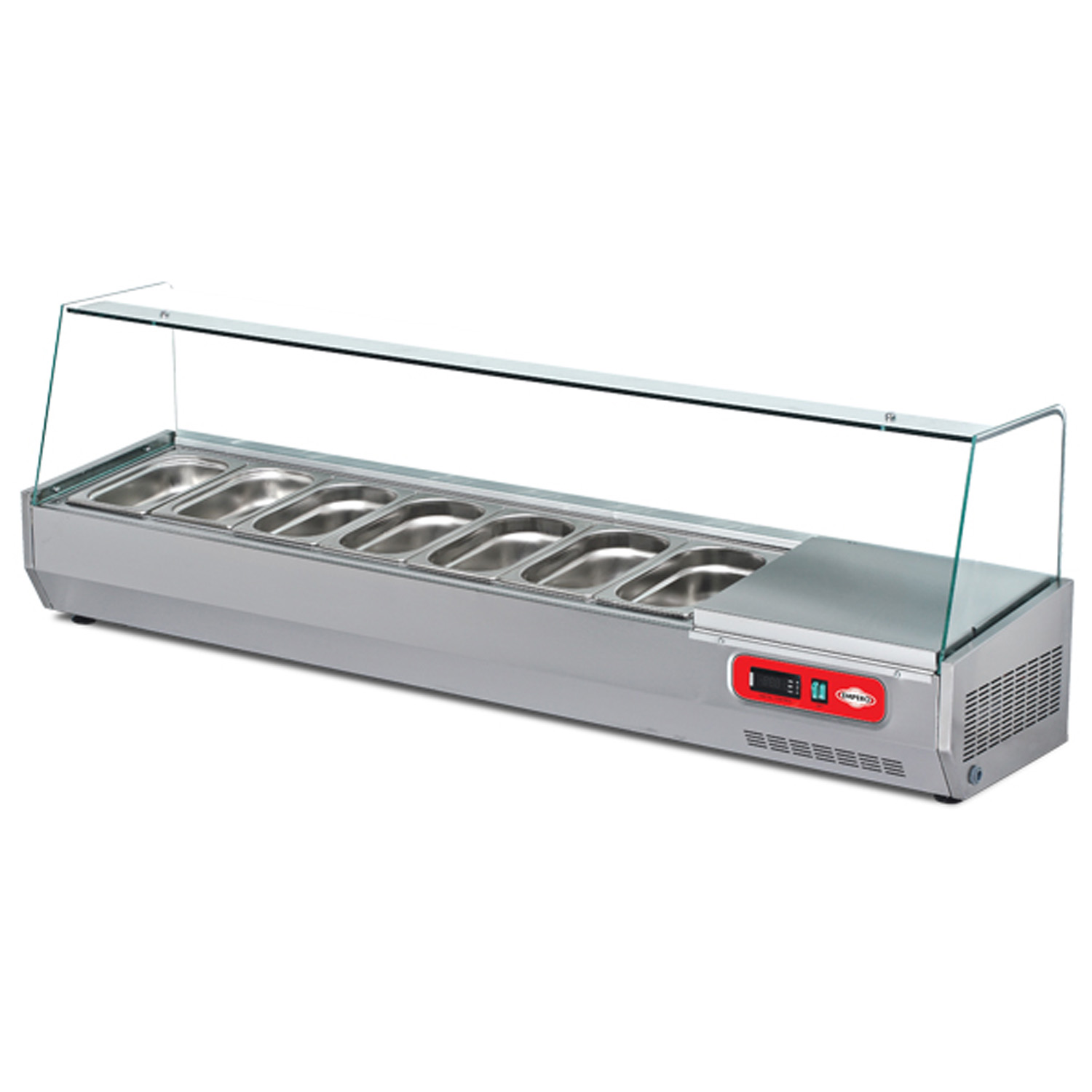 Vitrina ingrediente, inox, 7 cuve GN 1/4, 160*35*50 cm
