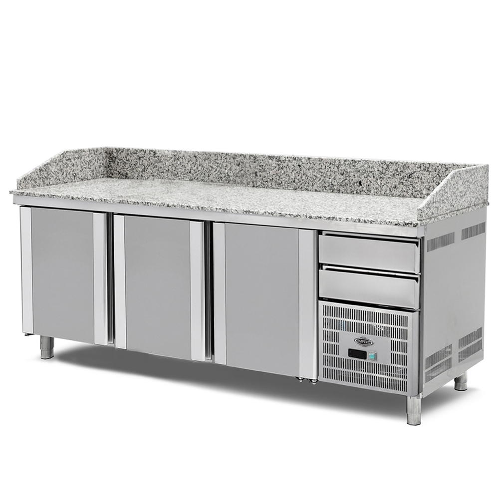 Masa preparare pizza, profesionala, inox, 2 sertare, 500 lt, 210*80*102 cm