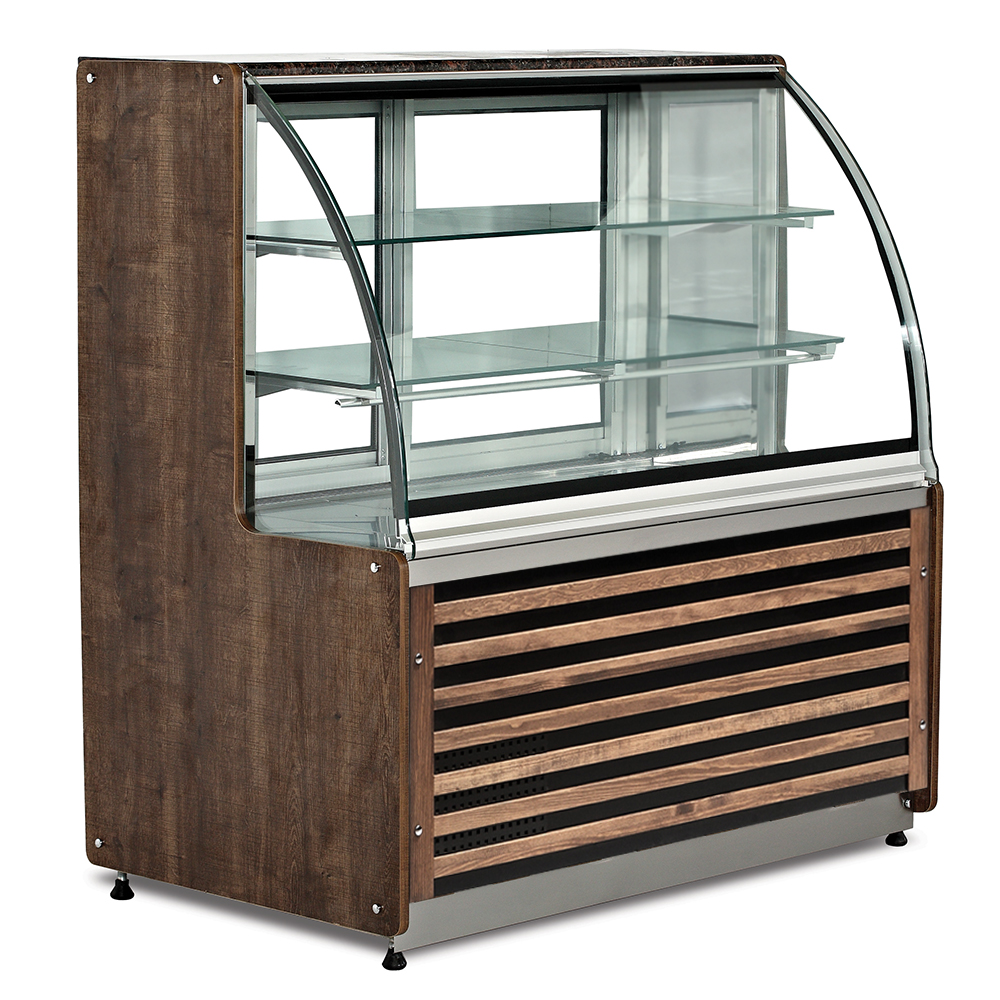 Vitrina frigorifica orizontala, pentru prajituri, geam curbat, ventilata, 1,3 m