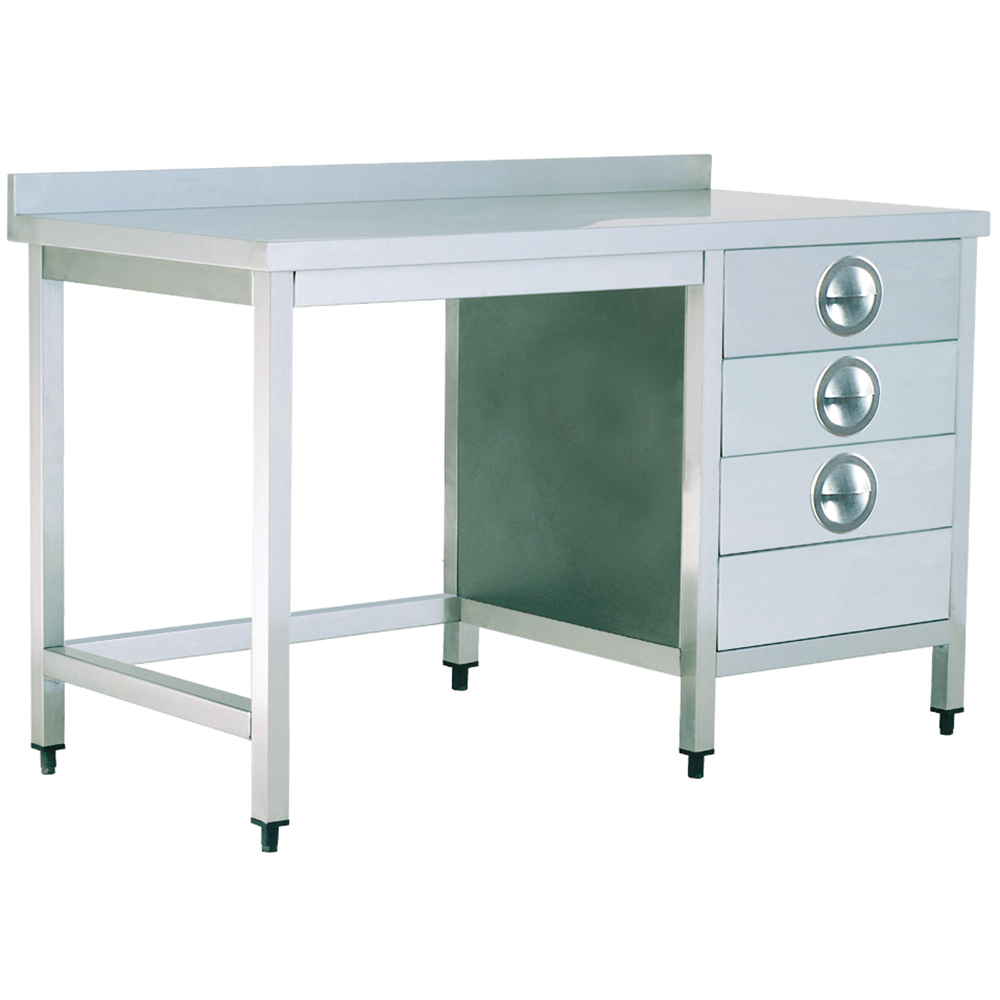 Masa de lucru inox cu 3 sertare 160*60*85