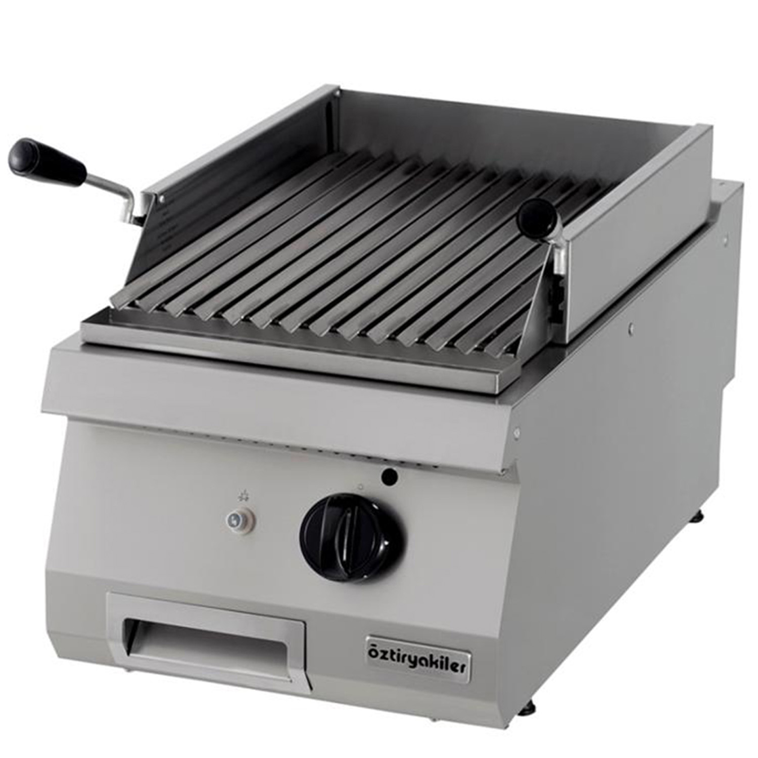 Grill pe gaz profesional OZTI, inox, cu roca vulcanica, 40*90*28 cm
