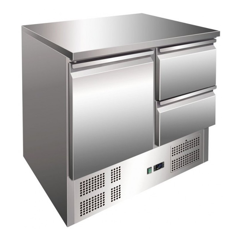 Masa rece, profesionala, inox, 1 usa, 2 sertare, 240 lt, 90*70*85 cm