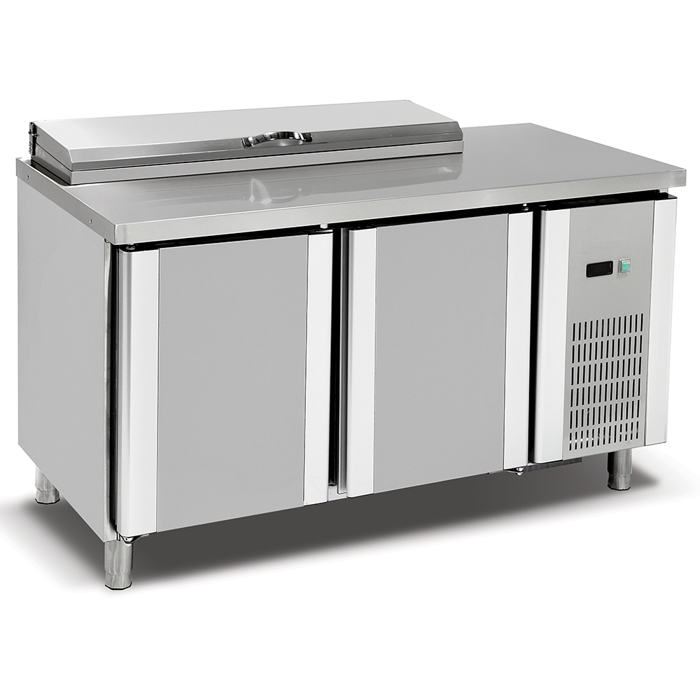 Masa preparare pizza, profesionala, inox, 6 cuve, 300 lt, 150*70*85/135 cm