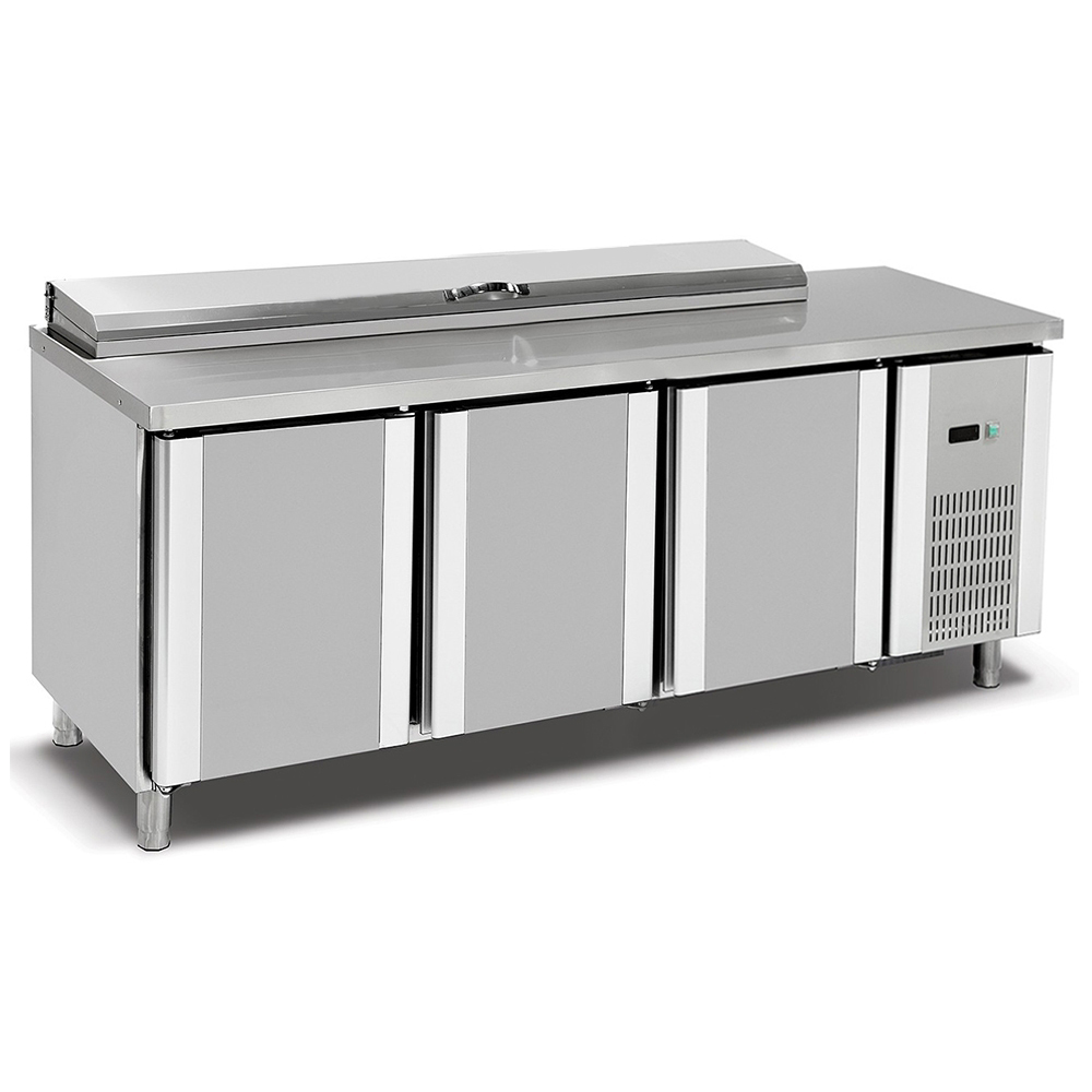 Masa preparare pizza, profesionala, inox, 8 cuve, 500 lt, 200*70*85/105 cm