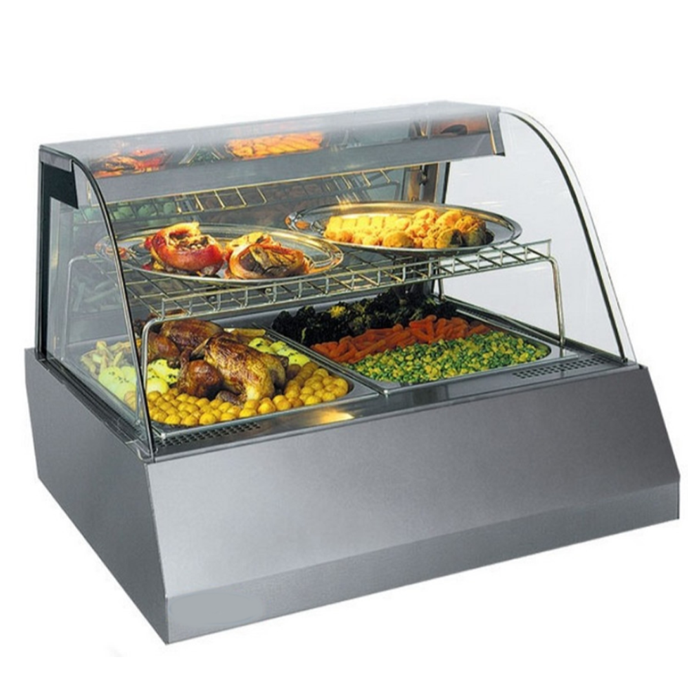 Vitrina calda self service, inox, 2 cuve GN, 75*72.6*58.5 cm