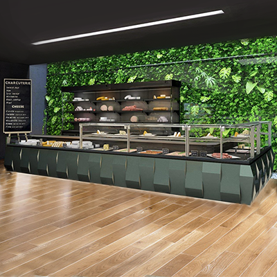 Vitrina frigorifica Jordao, pentru prajituri, cu depozit, geam drept, ventilata, 2.5 m Daisy