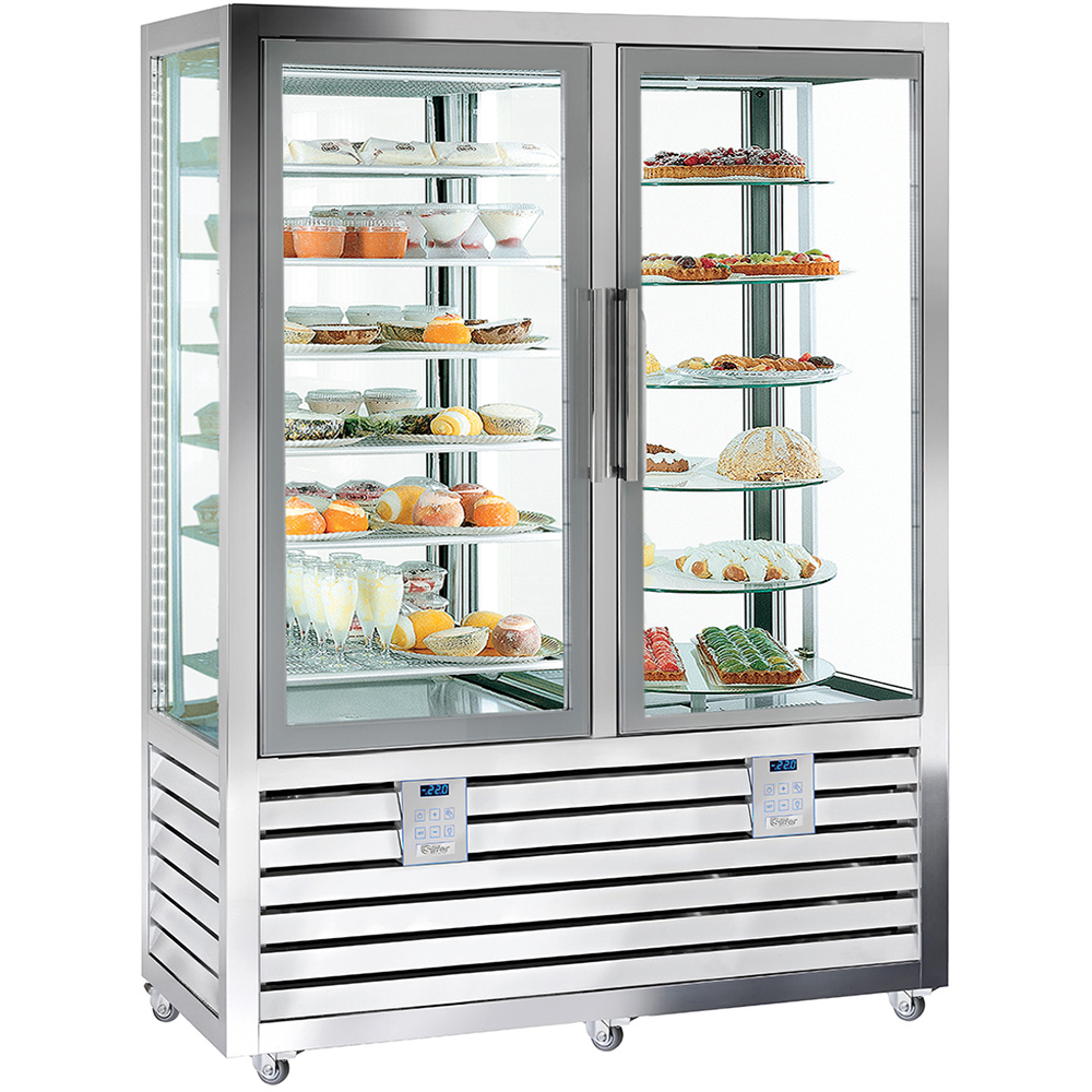 Vitrina frigorifica verticala dubla, pentru cofetarie, profesionala, 848 lt, 138*62*186 cm