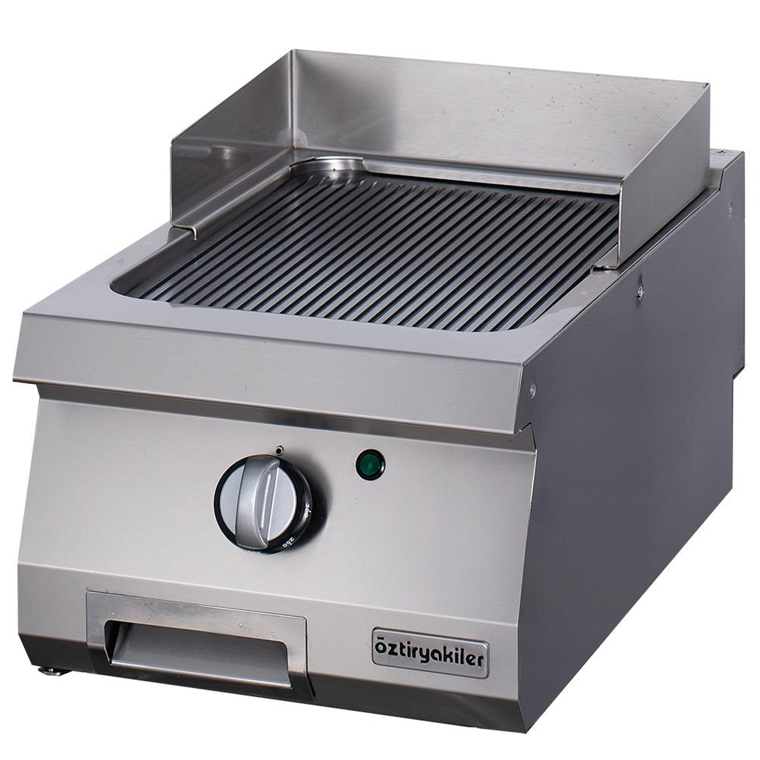Grill electric profesional OZTI, cu suprafata neteda cromata, 40*70*28 cm