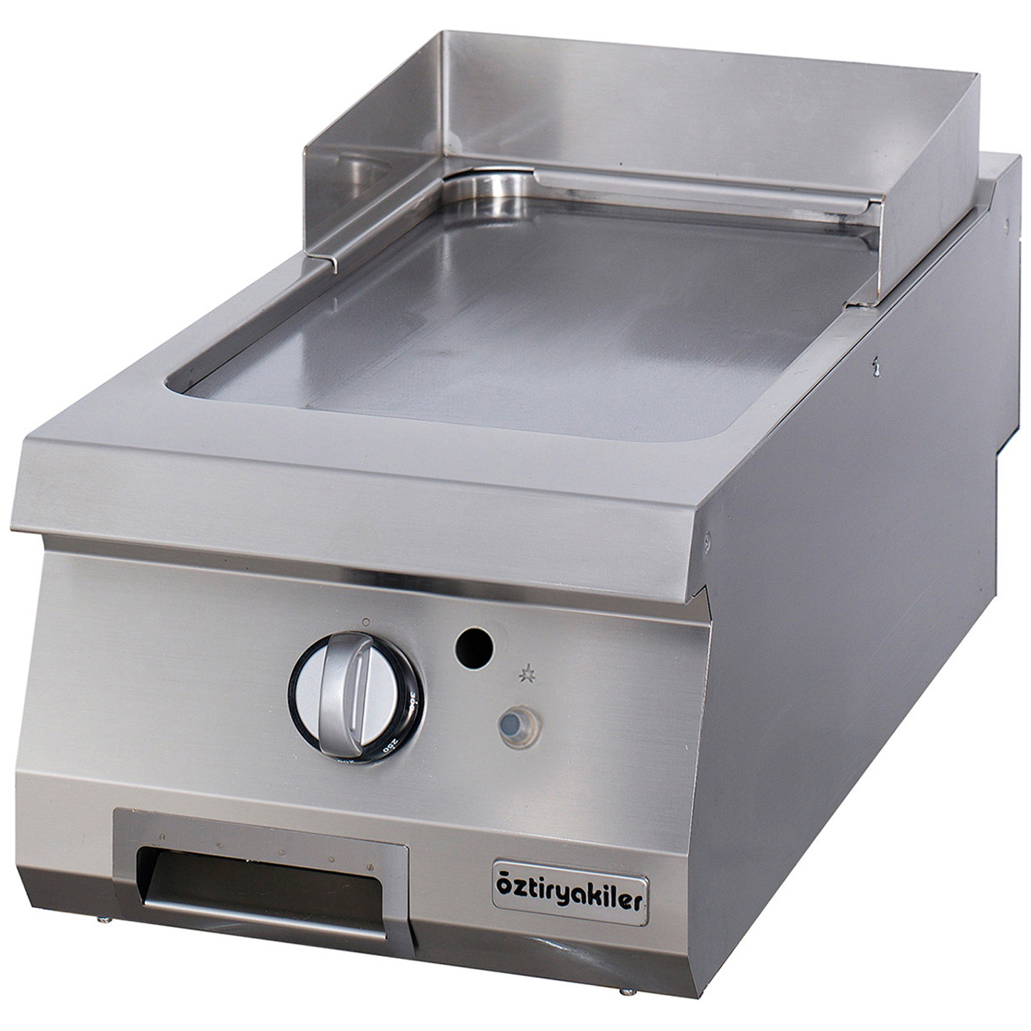Grill pe gaz profesional OZTI, inox, cu suprafata neteda cromata, 40*70*28 cm