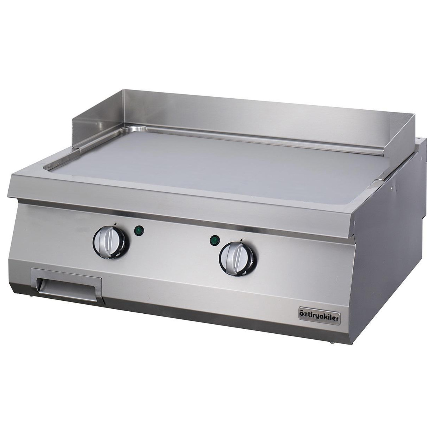 Grill pe gaz profesional OZTI, inox, cu suprafata neteda cromata, 80*70*28 cm