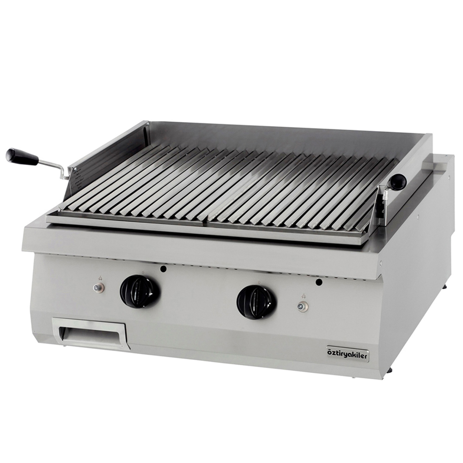 Grill pe gaz profesional OZTI, inox, cu roca vulcanica, 80*70*28 cm