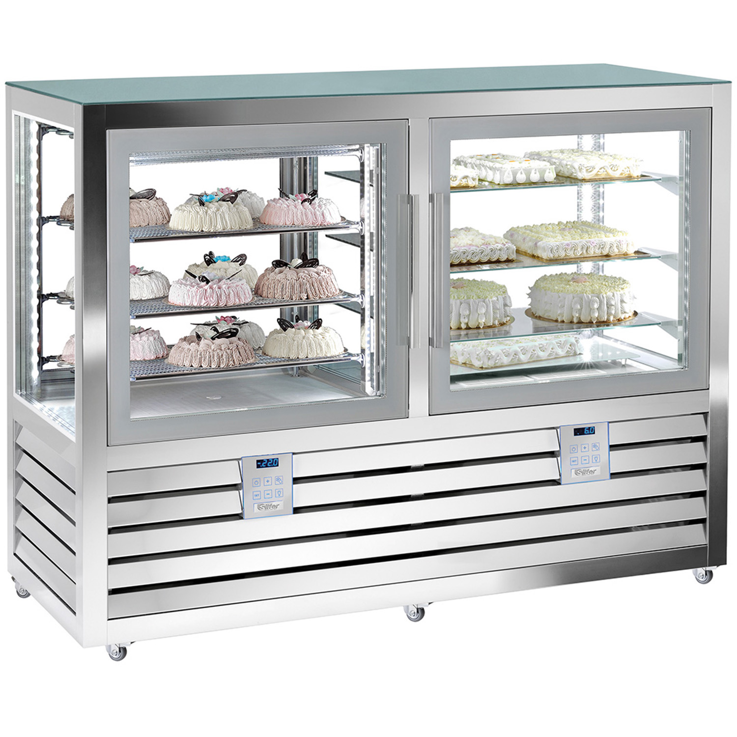 Vitrina congelare verticala, pentru cofetarie patiserie gelaterie, profesionala, 528 lt, 156*62*121 cm