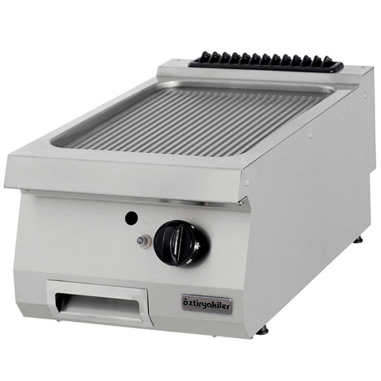 Grill pe gaz profesional OZTI, inox, cu suprafata neteda cromata, 40*90*28 cm