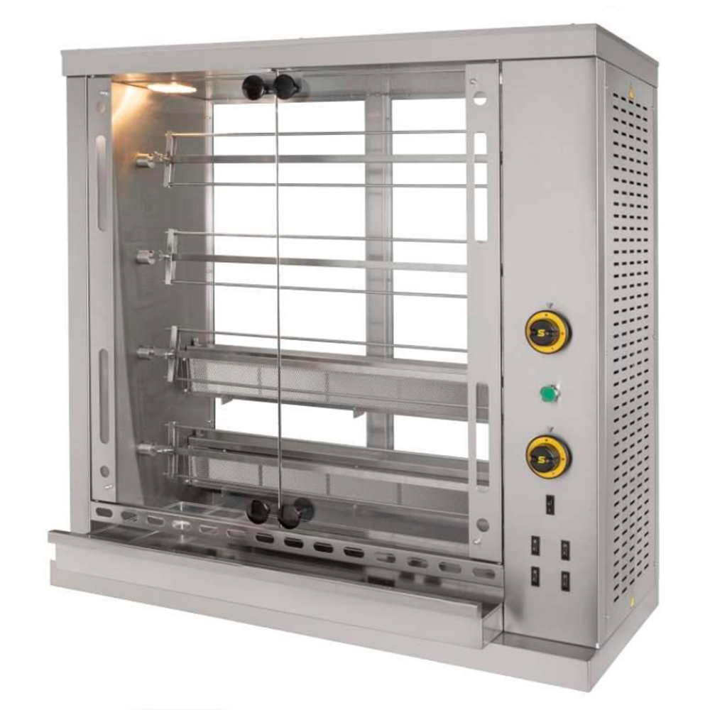 Rotisor profesional pe gaz cu 4 tepuse, 20 pui