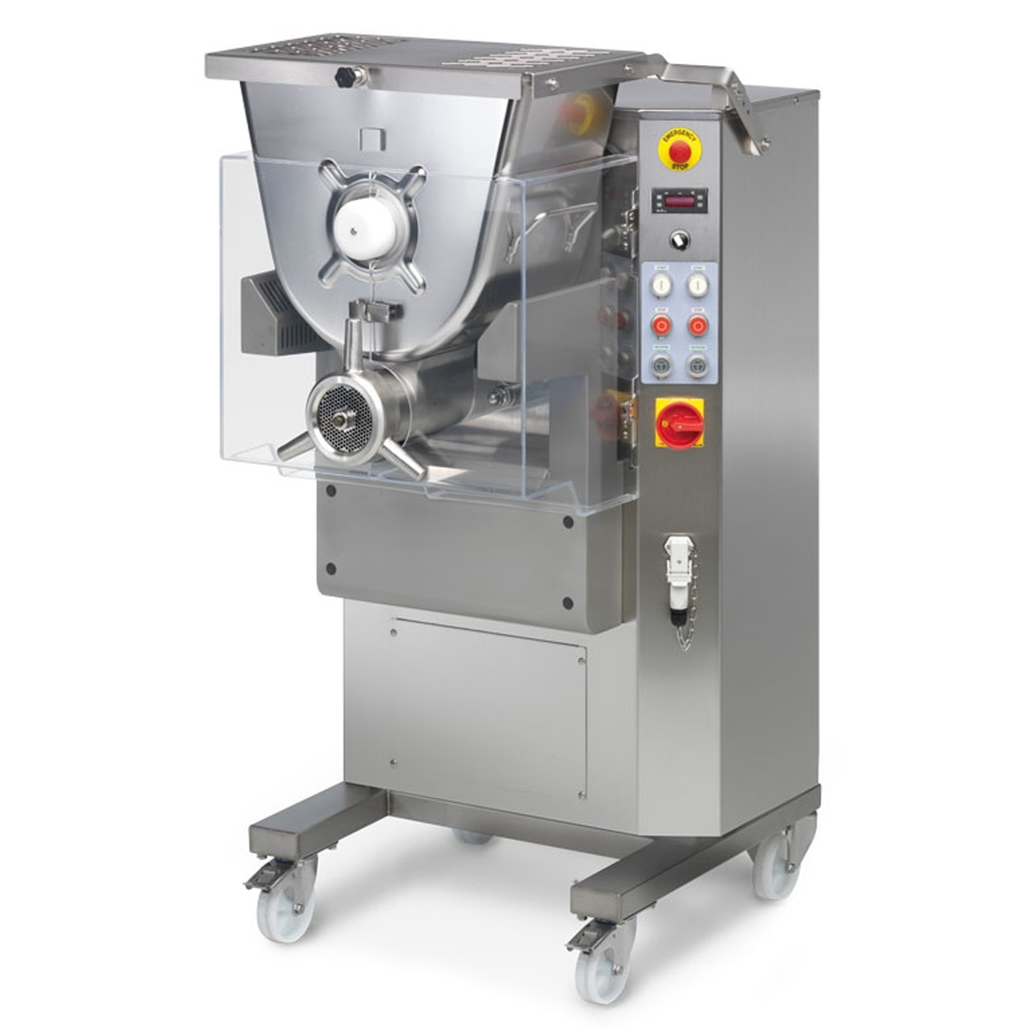 Masina pentru tocat carne, LA MINERVA, cu refrigerare, malaxor, inox, 800 kg/h, 62*75*128 cm