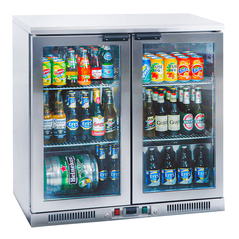 Frigider inox pentru bar FRENOX cu 2 usi batante din sticla