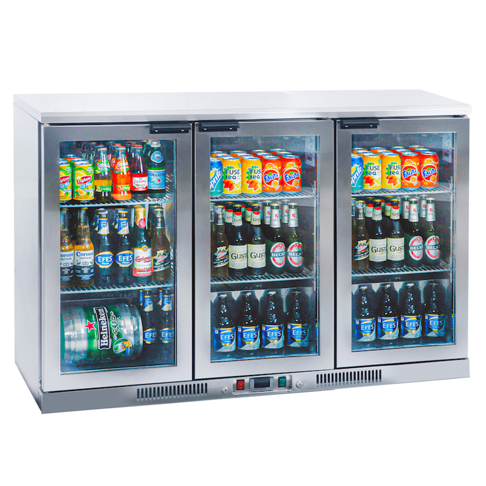 Frigider inox pentru bar FRENOX cu 3 usi batante din sticla