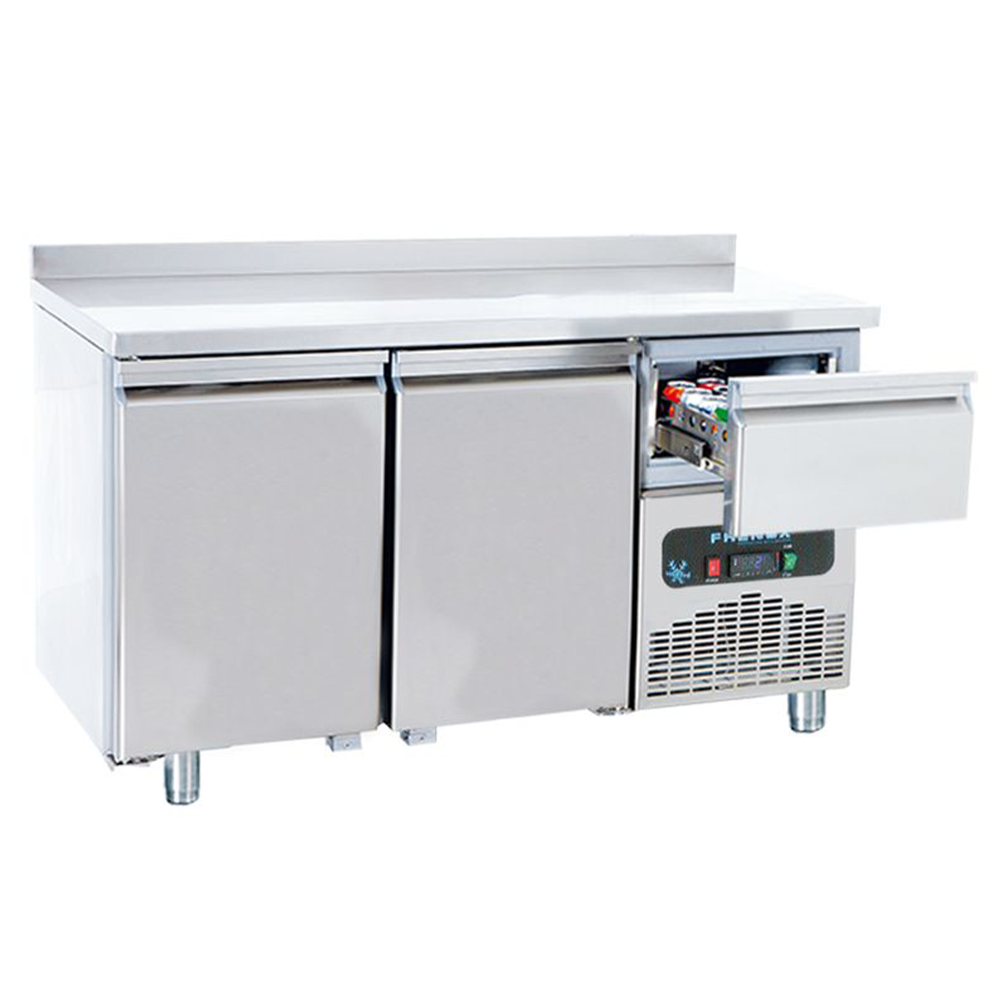 Masa rece FRENOX, profesionala, inox, 2 usi, 1 sertar, 250 lt, 140*60*85 cm