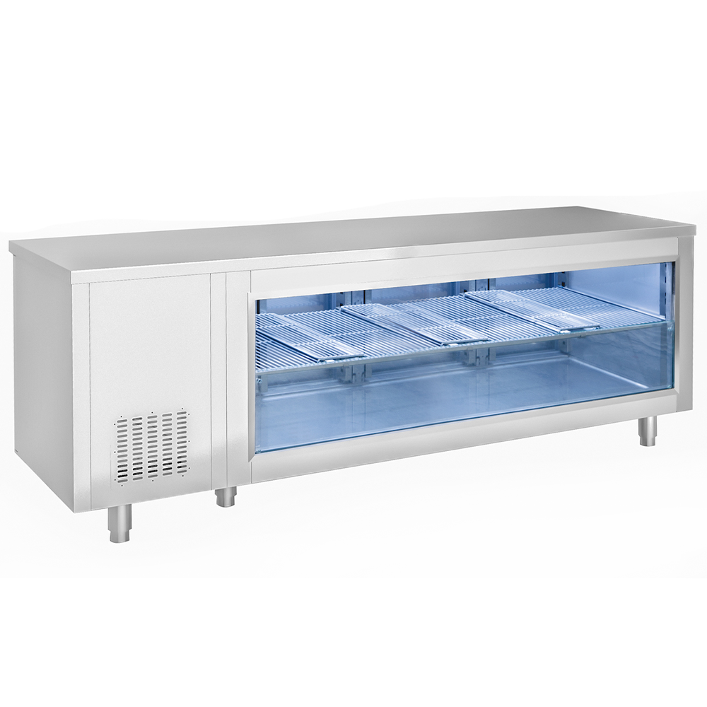 Masa rece FRENOX, tip vitrina, profesionala, inox, 550 lt, 233*60*85 cm