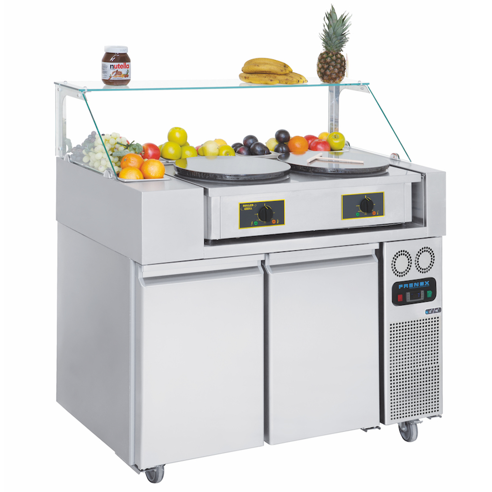 Masa rece FRENOX, profesionala inox, 2 usi, vitrina ingrediente, 121*70*133 cm