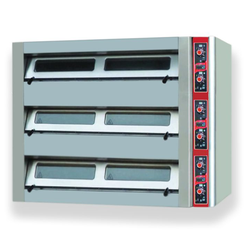 Cuptor profesional pentru pizza si patiserie, electric, inox, cu samota, 3 vetre x 4 tavi 40*60 cm, 160*115*48 cm