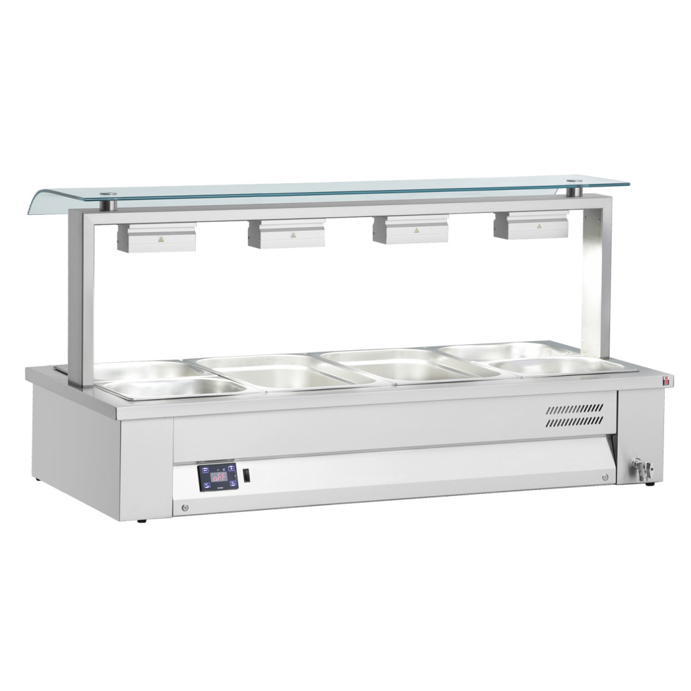 Bain-marie de banc, cu geam simplu, 3 cuve, 108*63*71 cm