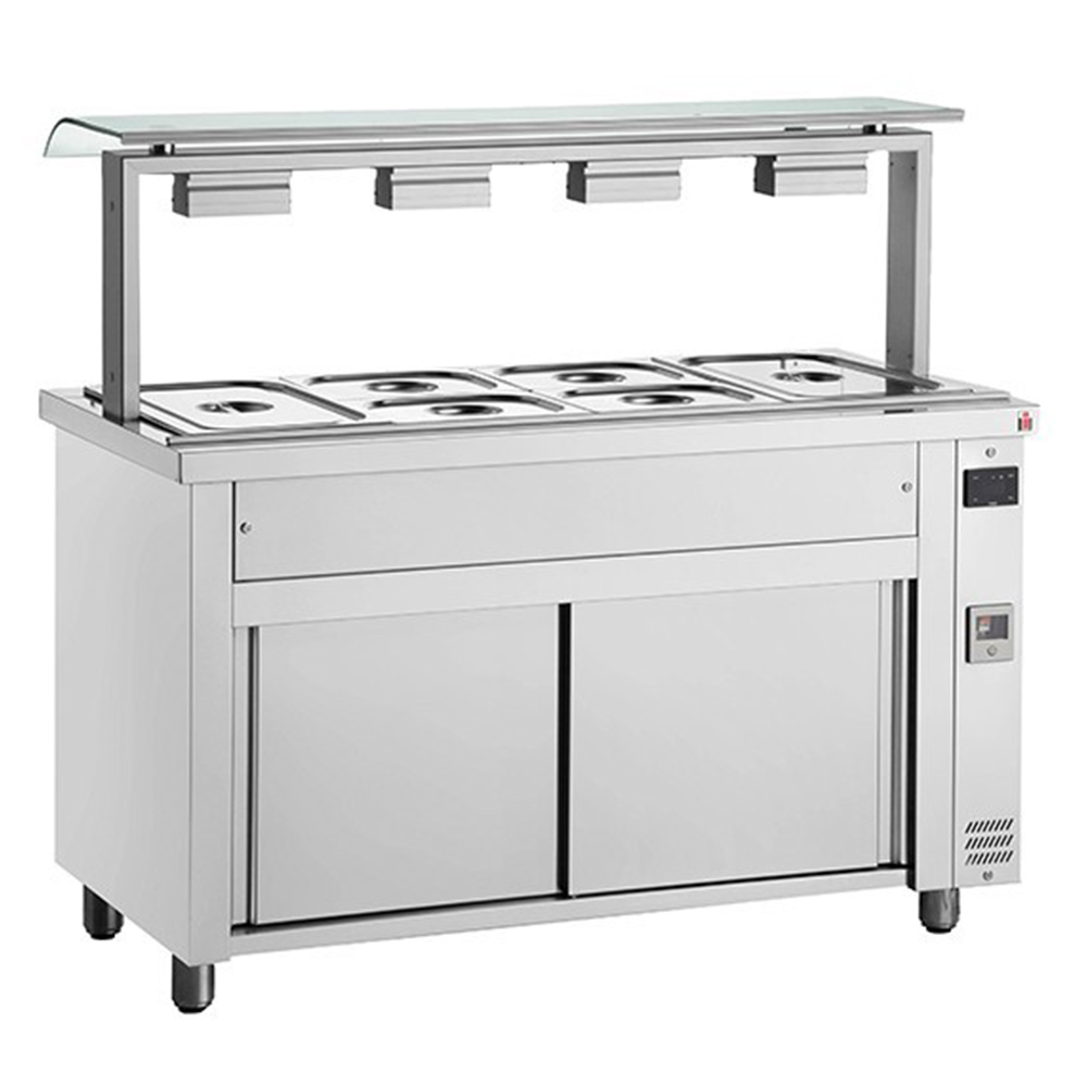 Bain-marie 3 GN 1/1 cu dulap neutru si geam simplu, 110 cm