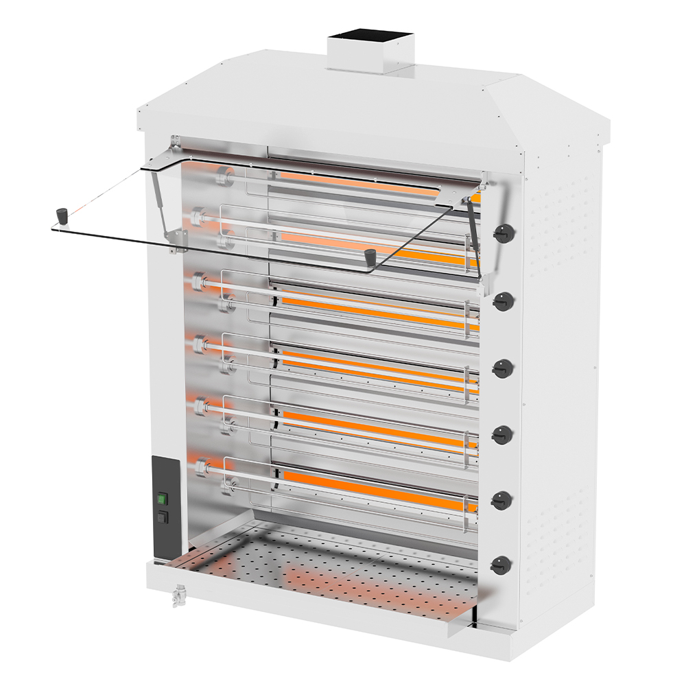 Rotisor profesional pe gaz cu 11 tepuse, 24-30 pui