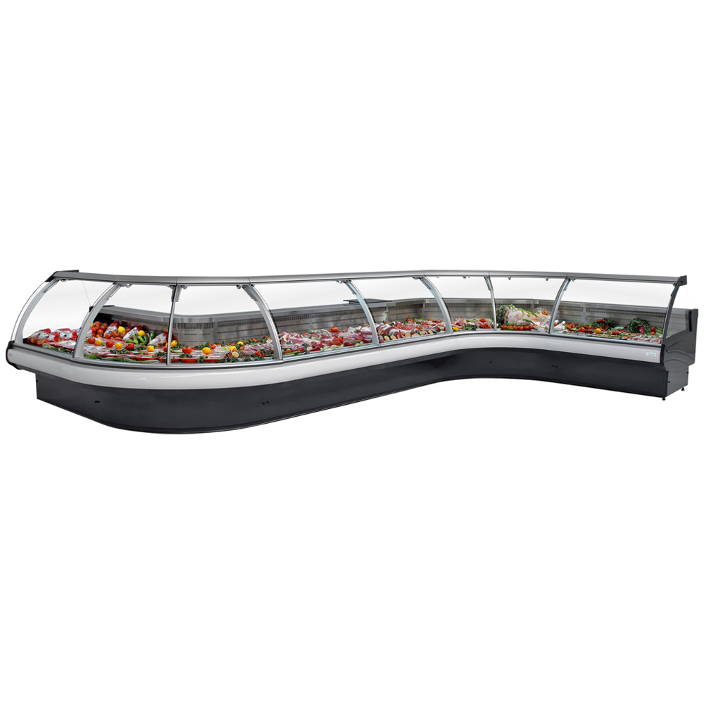 Vitrina frigorifica self-service cu depozit pentru mezeluri-lactate / carne, motor exterior, 282*125*90 cm
