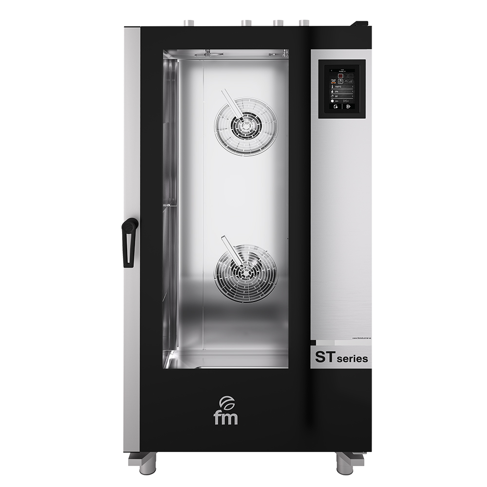 Cuptor profesional gastronomic FM pe gaz cu 20 cuve si panou touchscreen + carucior