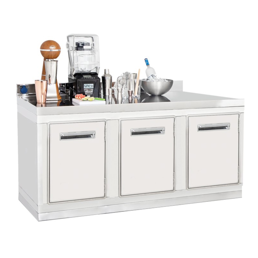 Masa de lucru neutra din inox cu 3 usi FRENOX pentru bar