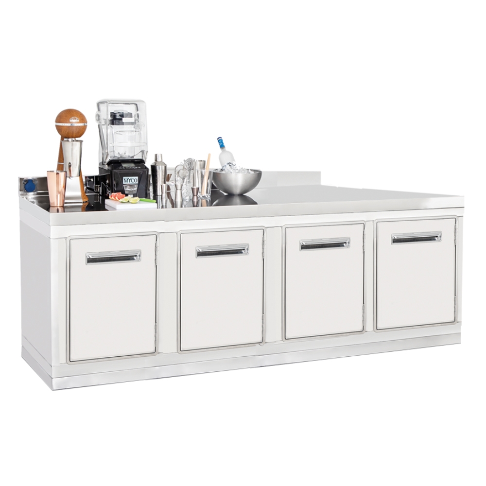 Masa de lucru neutra din inox cu 4 usi FRENOX pentru bar