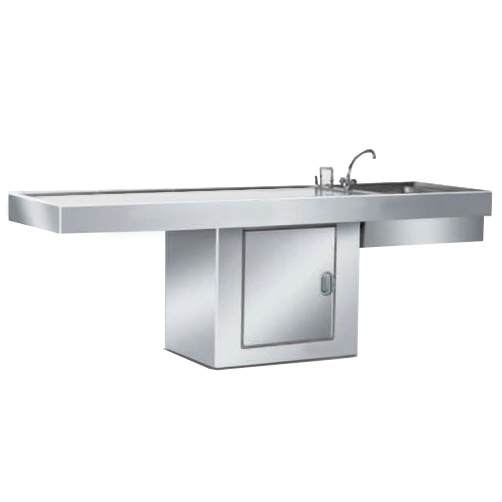 Masa medicala inox, pentru autopsie, 90*250*85 cm