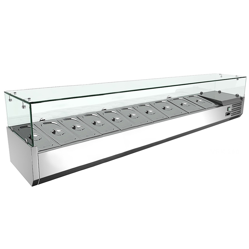Vitrina ingrediente, inox, 10 cuve GN1/4, 200*33*43 cm