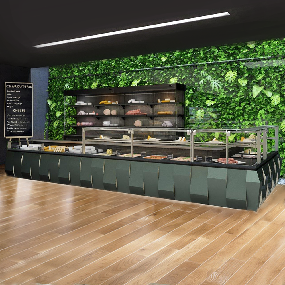 Vitrina frigorifica Jordao, pentru prajituri, cu polita refrigeranta, geam drept, ventilata, 0.95 m Daisy