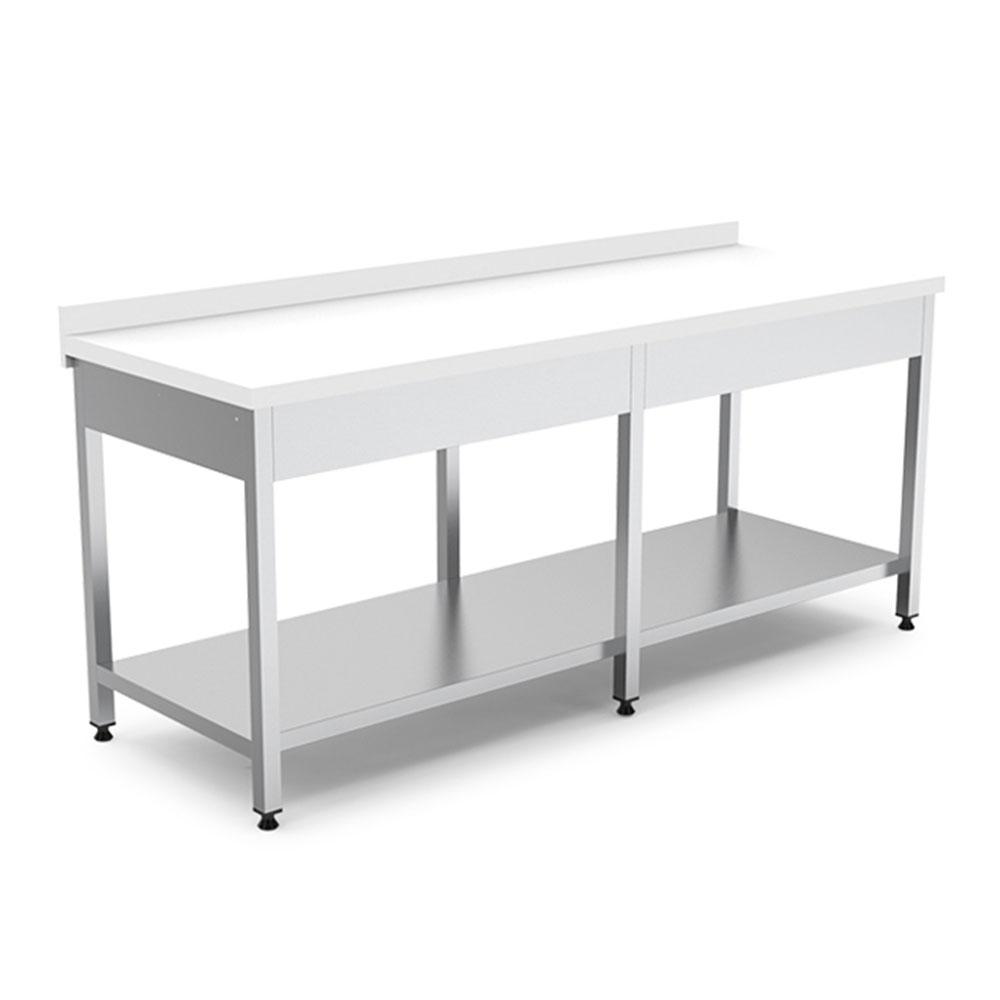 Masa de lucru inox cu blat din polietilena si polita inferioara 240*60*85