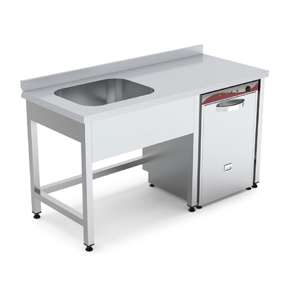 Spalator inox cu 1 cuva pe partea stanga si spatiu masina spalat 140*70*85