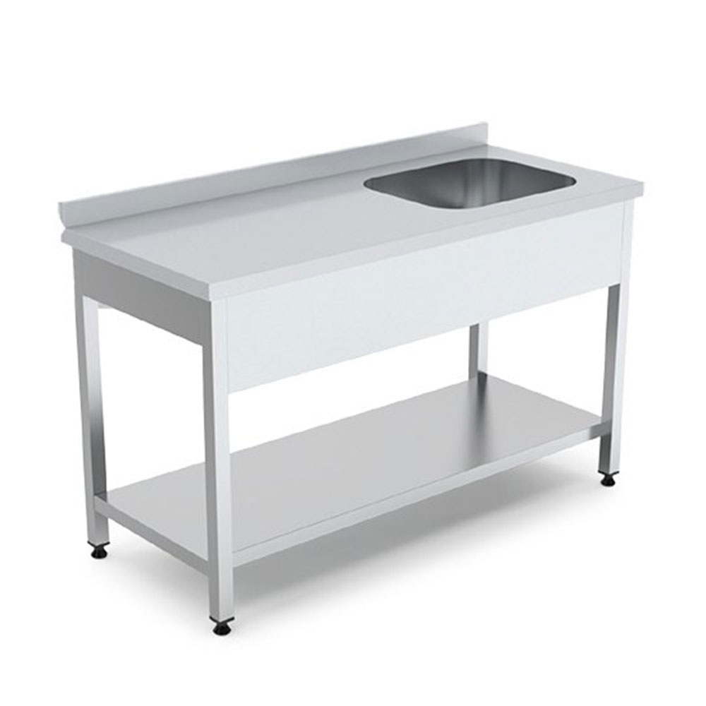 Spalator cu 1 cuva pe partea dreapta, picurator si polita inferioara, inox, 100*60*85 cm