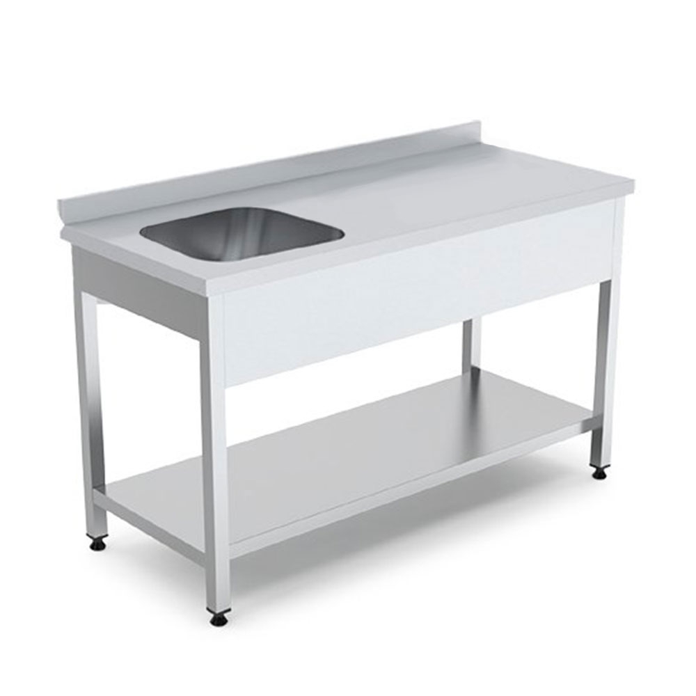 Spalator cu 1 cuva pe partea stanga, picurator si polita inferioara, inox, 100*60*85 cm