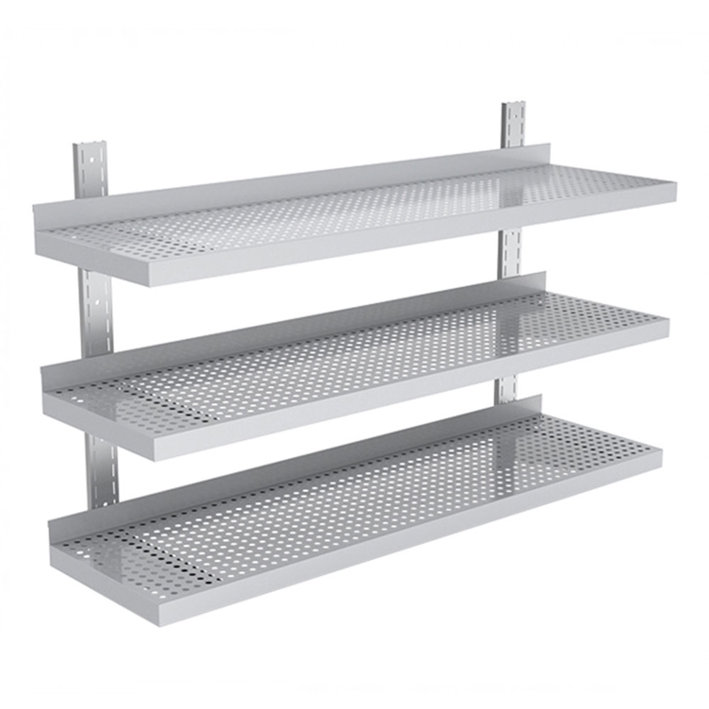 Polita inox tripla perforata de perete ajustabila