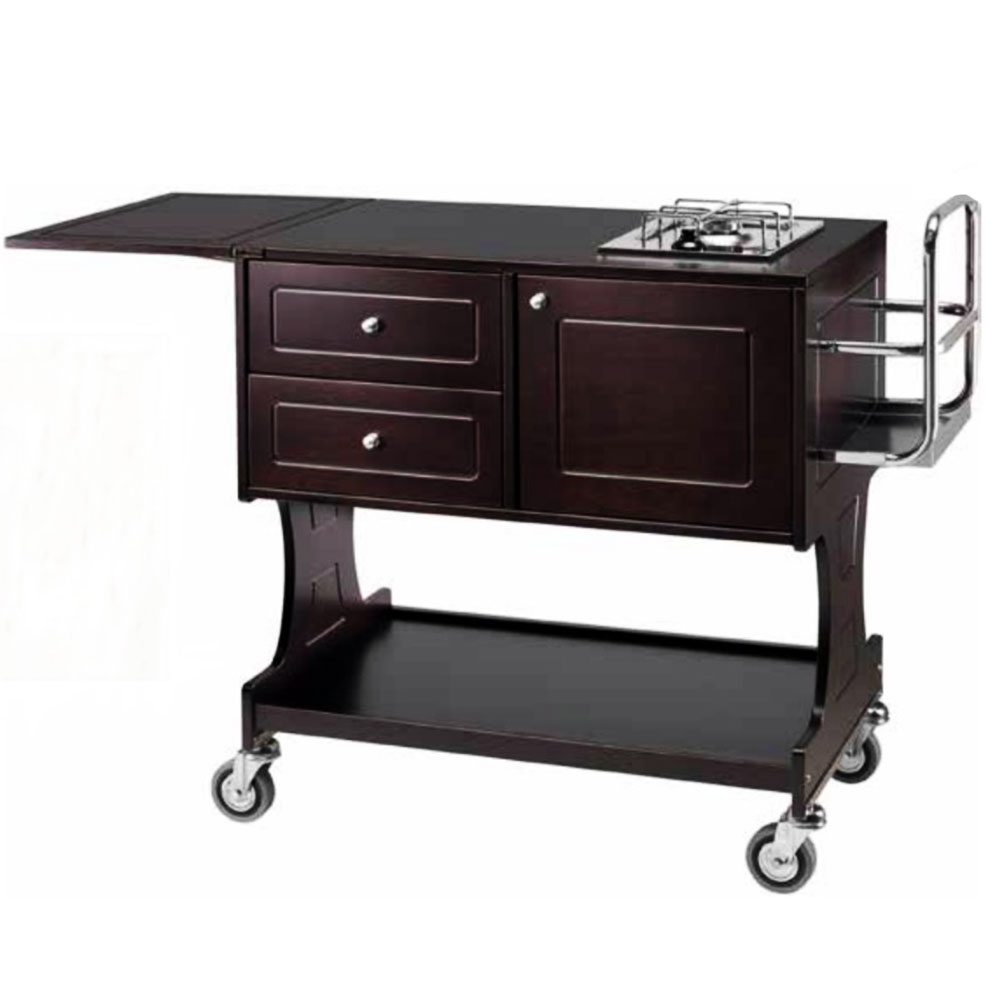 Carucior pentru flambat cu 2 arzatoare si 1 plita