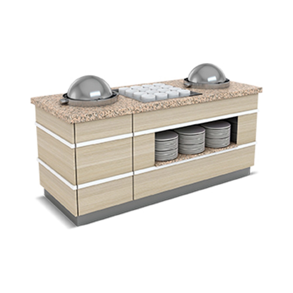 Bufet GLASGOW pentru supe / ciorbe cu 2 chafing dish si o polita interioara 200 cm