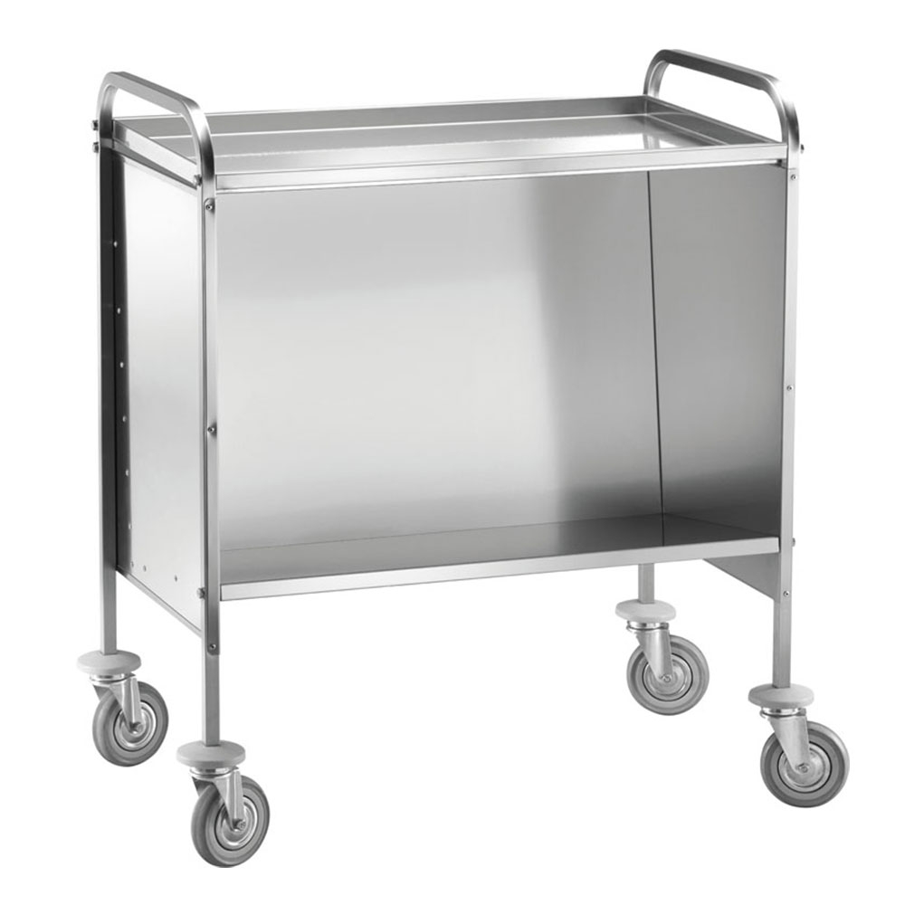 Carucior inox transport farfurii cu 2 polite