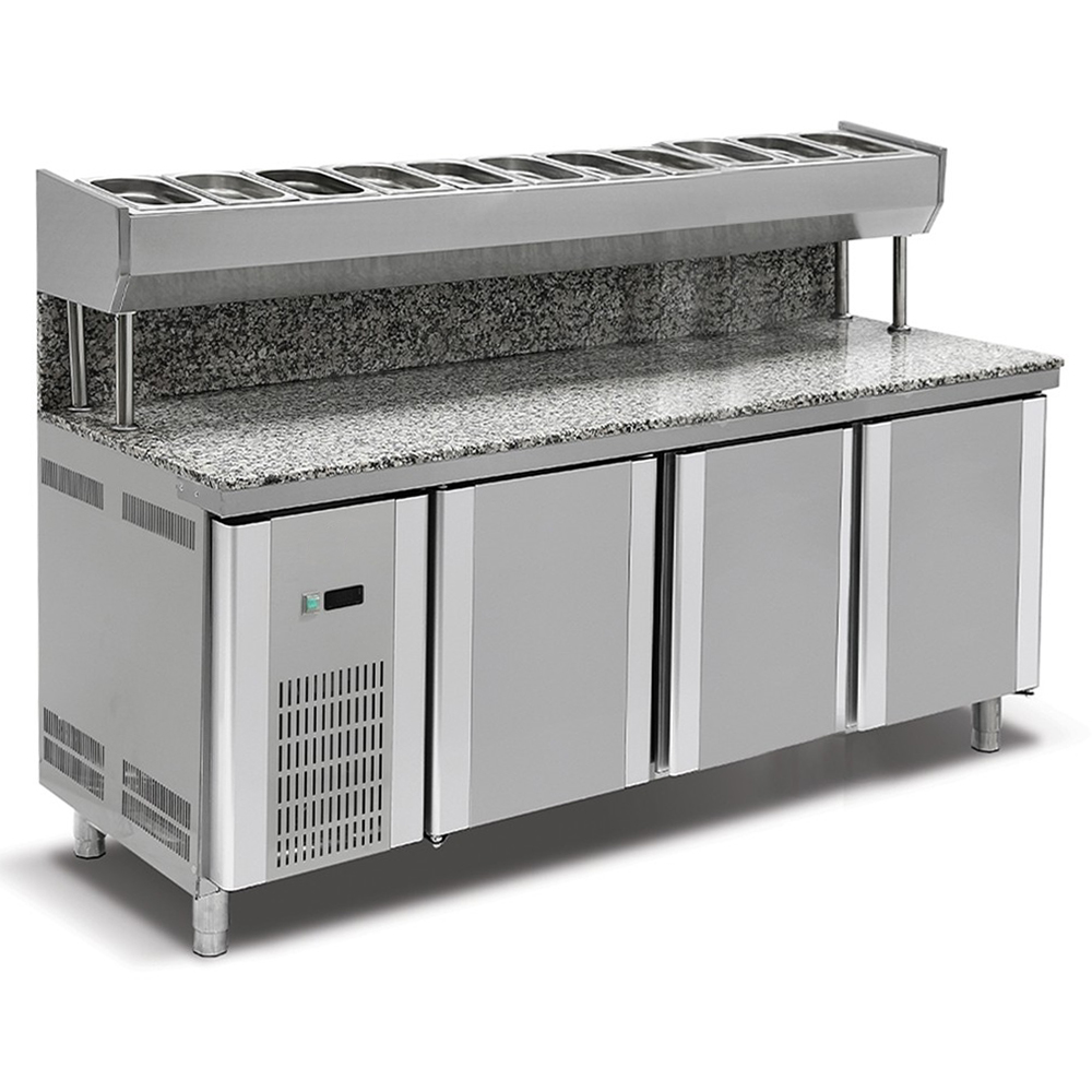 Masa preparare pizza 2 m cu 11 cuve cu blat din granit