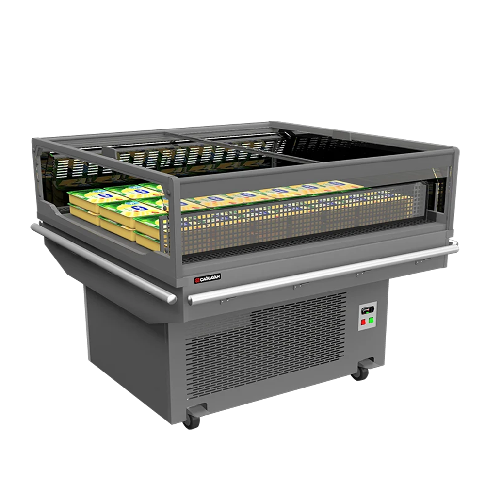 Insula frigorifica cu geam glisant, pentru mezeluri lactate, 111*115*93 cm