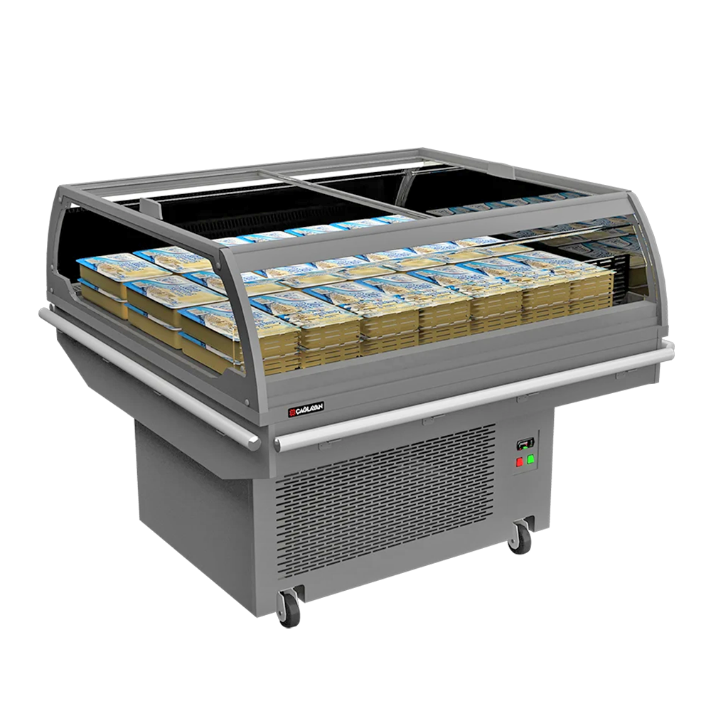 Insula frigorifica cu geam glisant pentru mezeluri lactate, 115*125*91 cm