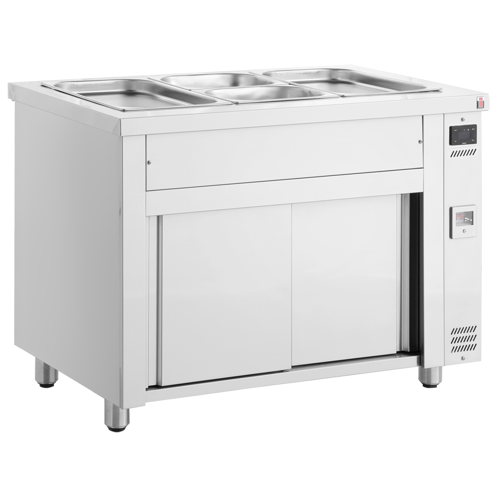 Bain-marie 3 tavi GN 1/1  cu dulap neutru fara geam panoramic, 110 cm